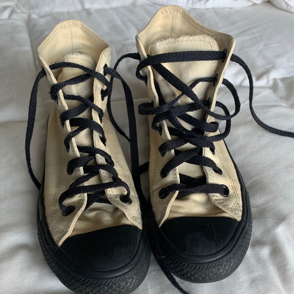 High Top Converse All Star Black Rubber Sole